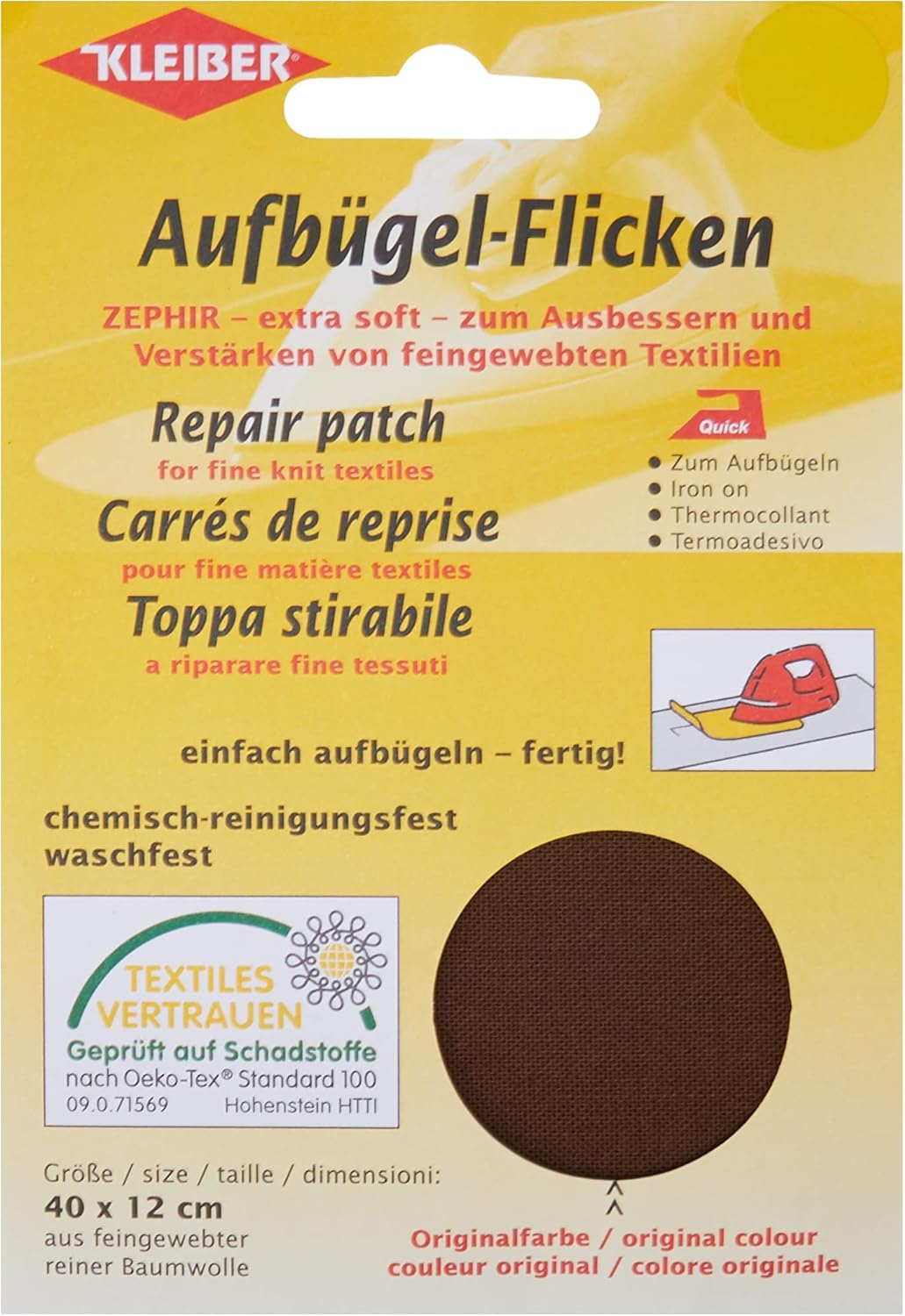 Kleiber Iron On Repair Patch for Fine Knit Textiles-40cm x 12 cm Size-Burgundy Red, 40 x 12 cm
