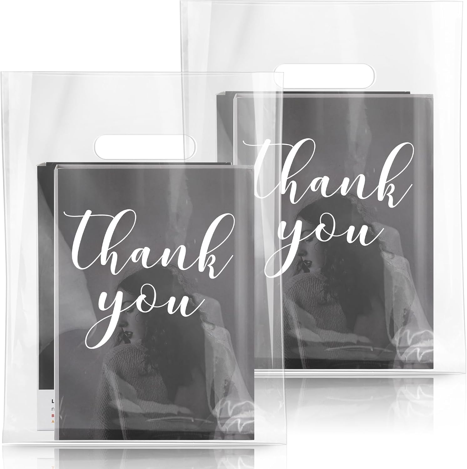 Crtiin 100 Pcs Clear Merchandise Bags Thank You Bags with
