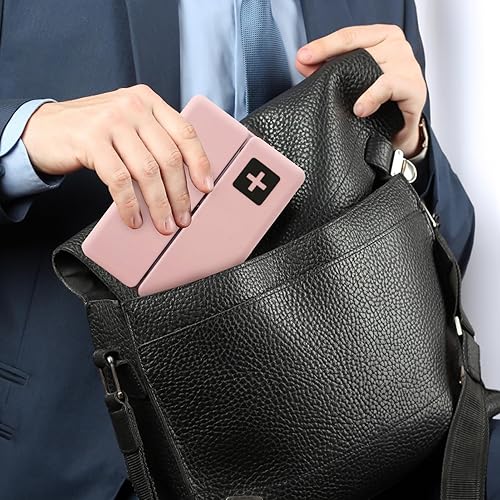 Miniatura 7 de Pastillero magnético plegable, estuche portátil para medicina diaria, organizador magnético plegable de viaje con 7 compartimentos para pastillas de