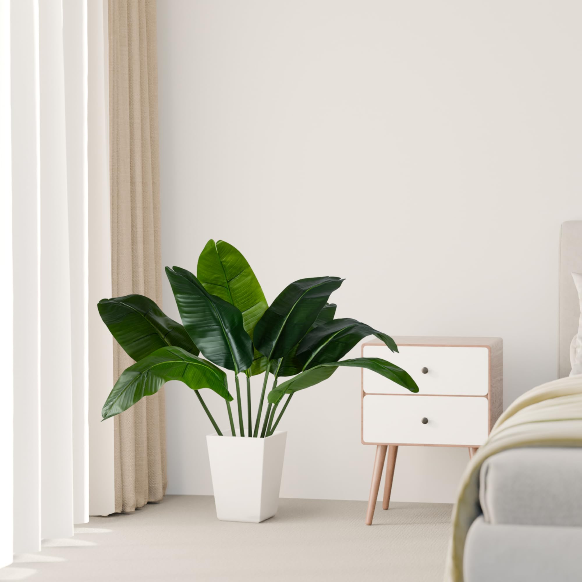 PASCH® 2 x sztuczna roślina bananowa, duża (90 cm) – trwała i wierna naturze | sztuczne rośliny duże | sztuczne rośliny | palma | sztuczne drzewo zapewnia naturalną atmosferę
