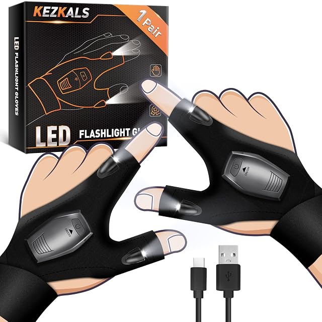 Gifts for Men Valentines, LED Gloves Fishing Accessories, Flashlight Gloves with Light, Mens Gifts for Dad, Valentines Birthday Gifts for Him, Presents for Men, Gadgets for Men, Gifts For Fathers Day