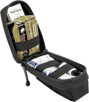 North American Rescue ROO Mini First Aid Kit M-FAK LCL Black NAR MOLLE First Responders MFAK Trauma with C-A-T Tourniquet, 4" ETD Dressing, HyFin Vent Chest Seals 80-1703