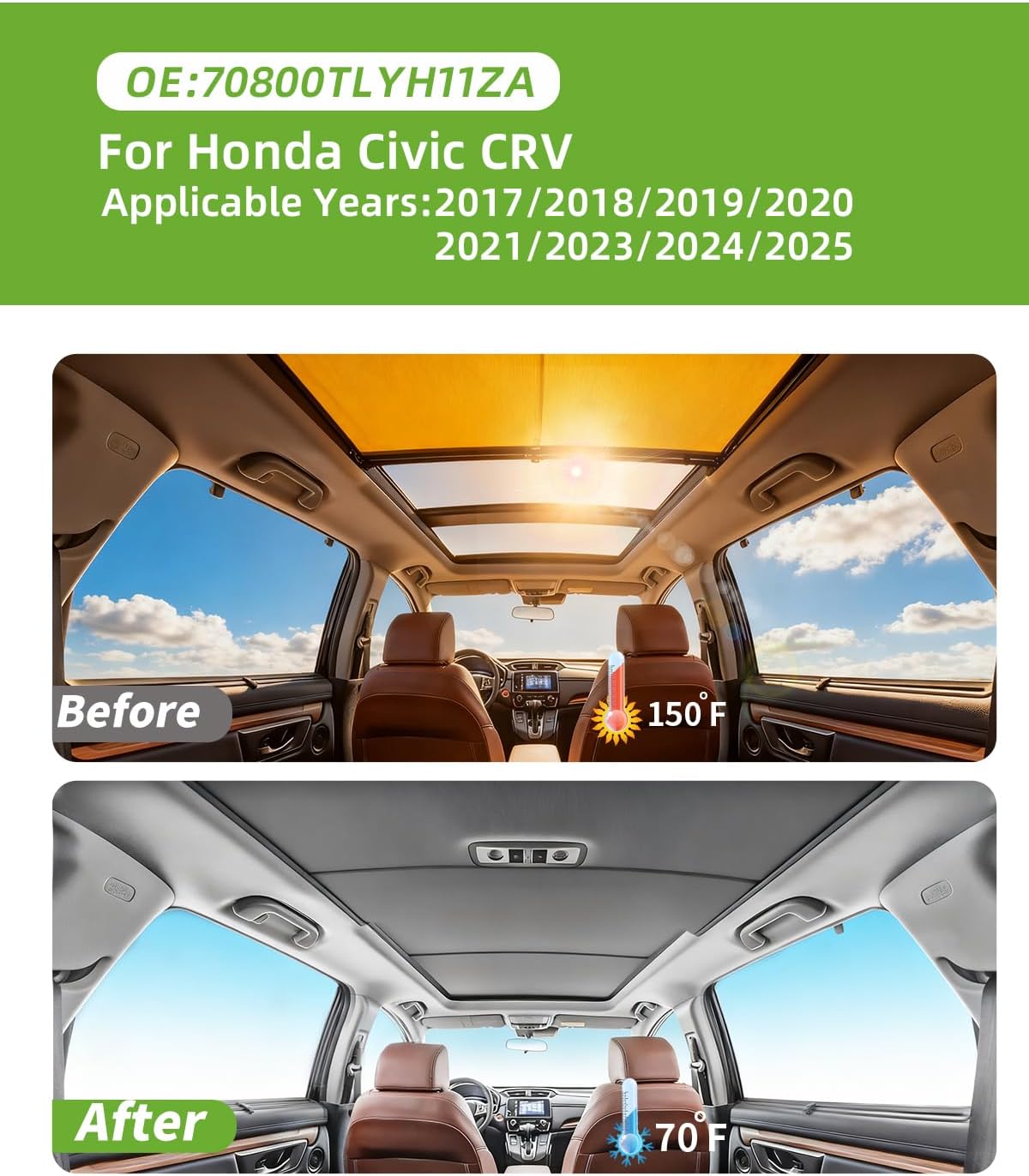 Panoramic sunroof Shade Roller car Accessories sunroof Shade fit for Honda CRV sunroof Shade 2017 2018 2019 2020 2021，Honda Breeze Sunshade 2020 2021 2023 2024 2025，OE:70800TLYH11ZA (Gray)