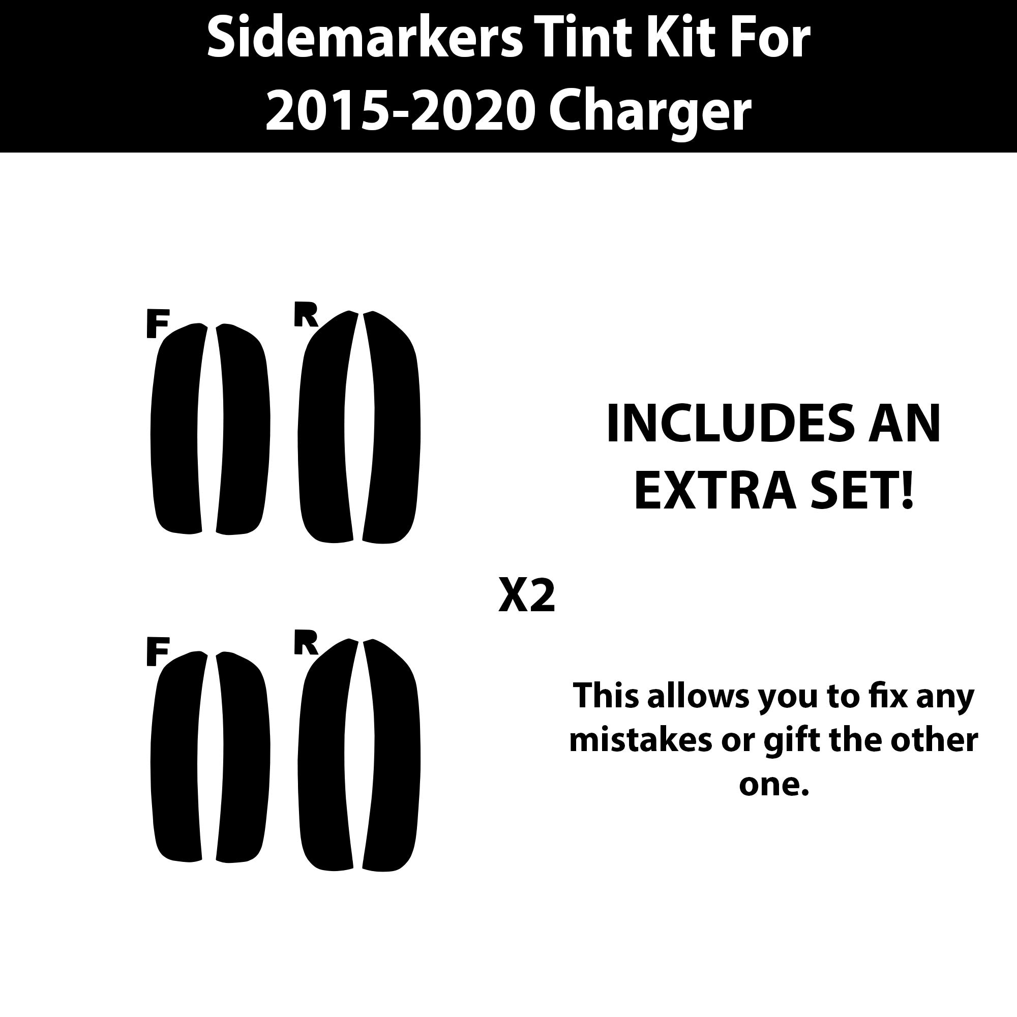 Bogar Tech Designs Sidemarkers Tint Kit Compatible with and Fits Dodge Charger 2015-2023, Dark Smoke