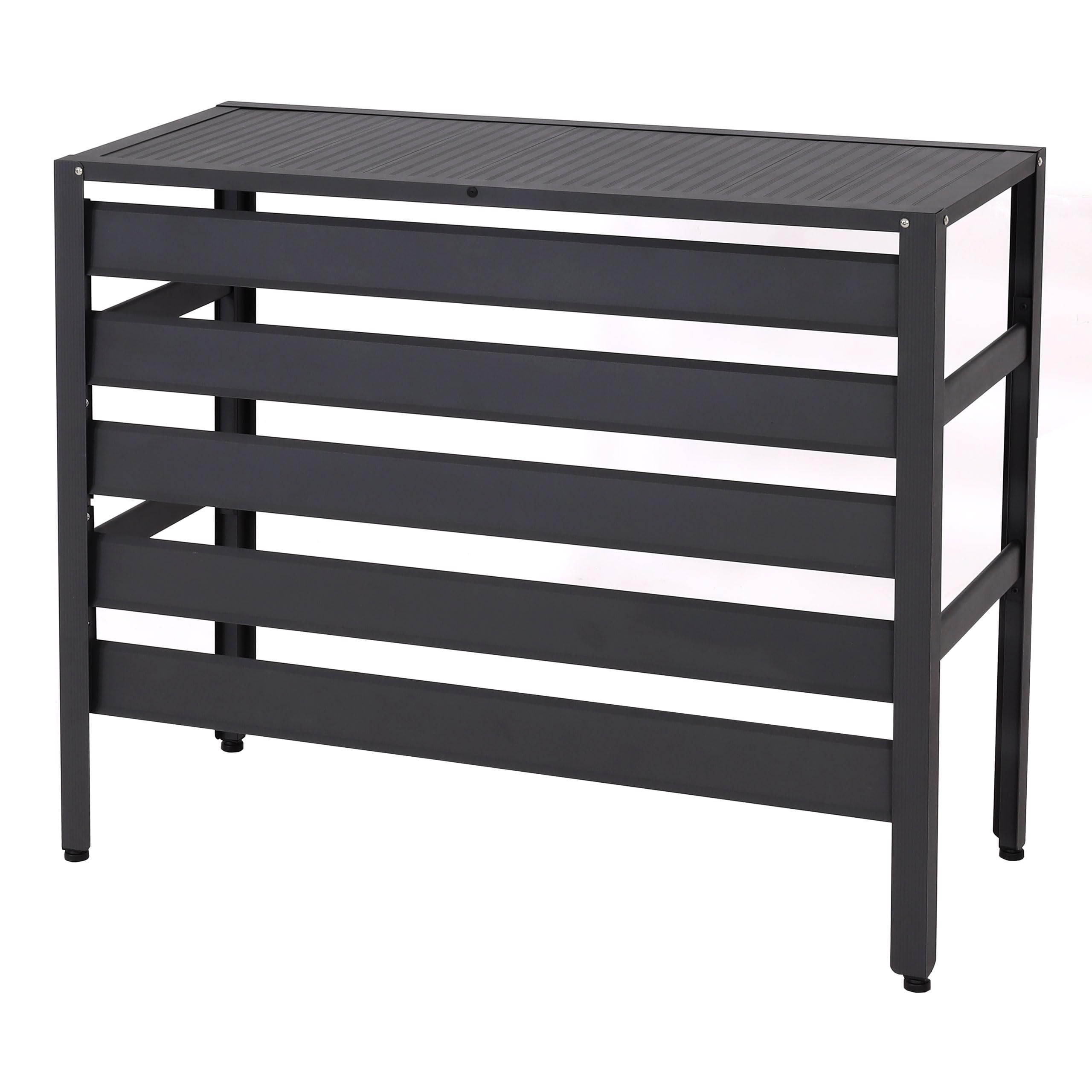 Mendler Alu Verkleidung für Klimaanlage/Wärmepumpe HWC-K59, Abdeckung Schutzgitter Pflanzenregal, Metall 73x90x38cm - grau