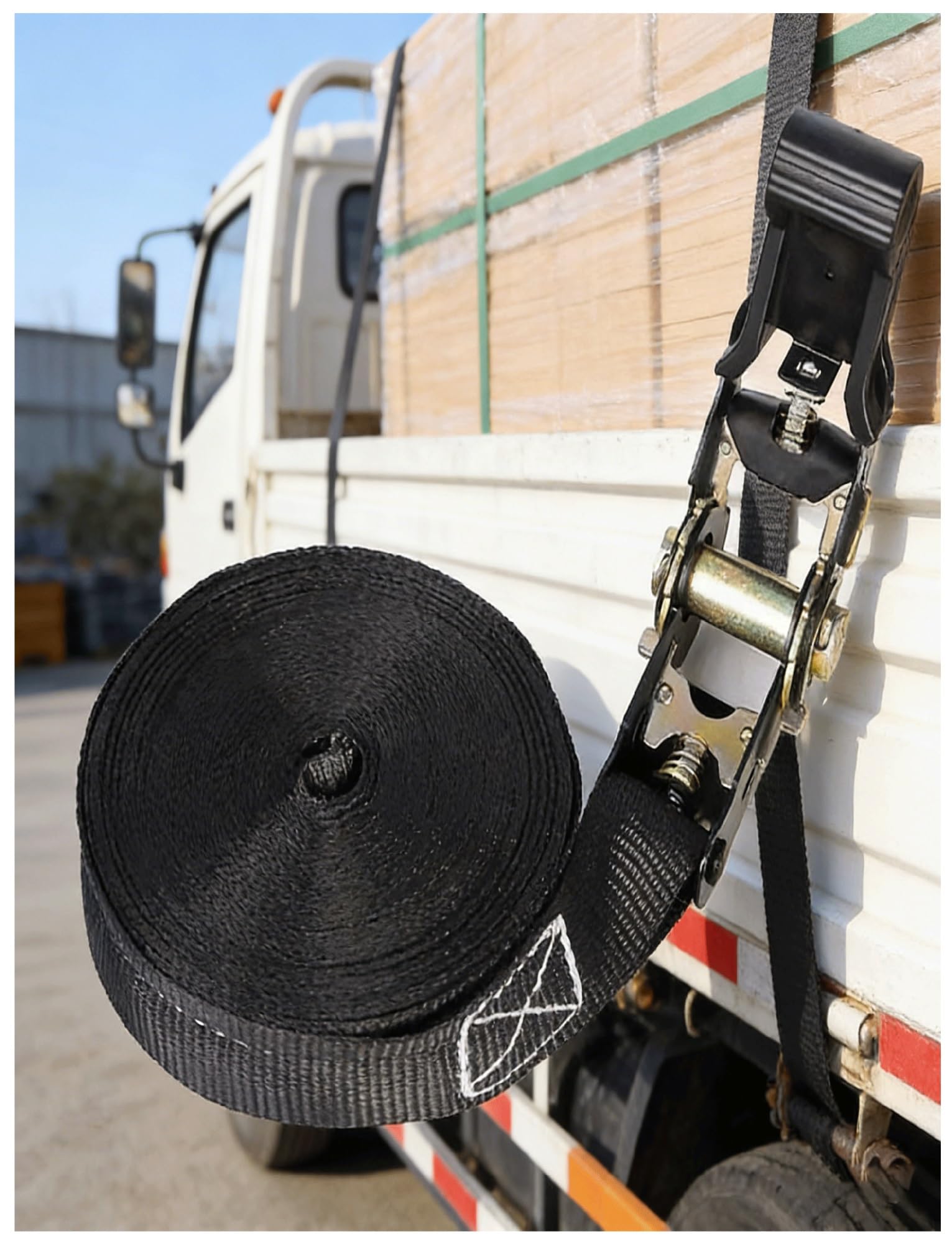 Cinghie a cricchetto, Cinghie for auto con moschettoni, Cinghie for pneumatici rinforzate for carichi pesanti con cricchetto for camion(W2.5cm,200cm/78in)