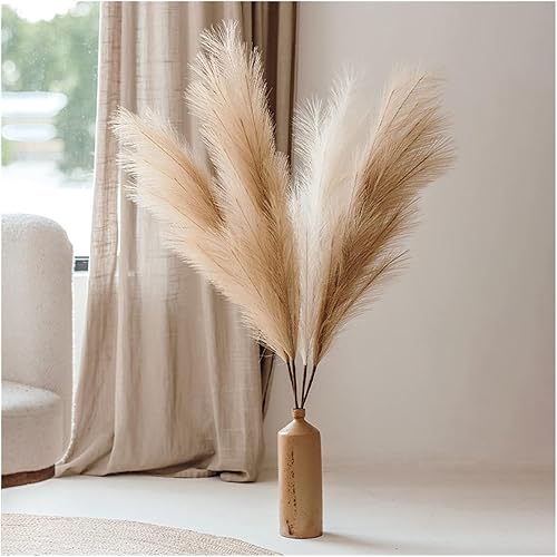 Miniatura 3 de Decoración de flores artificiales de hierba de las pampas de 39.3 pulgadas, decoración del hogar, cañas artificiales, decoración de boda, fiesta,