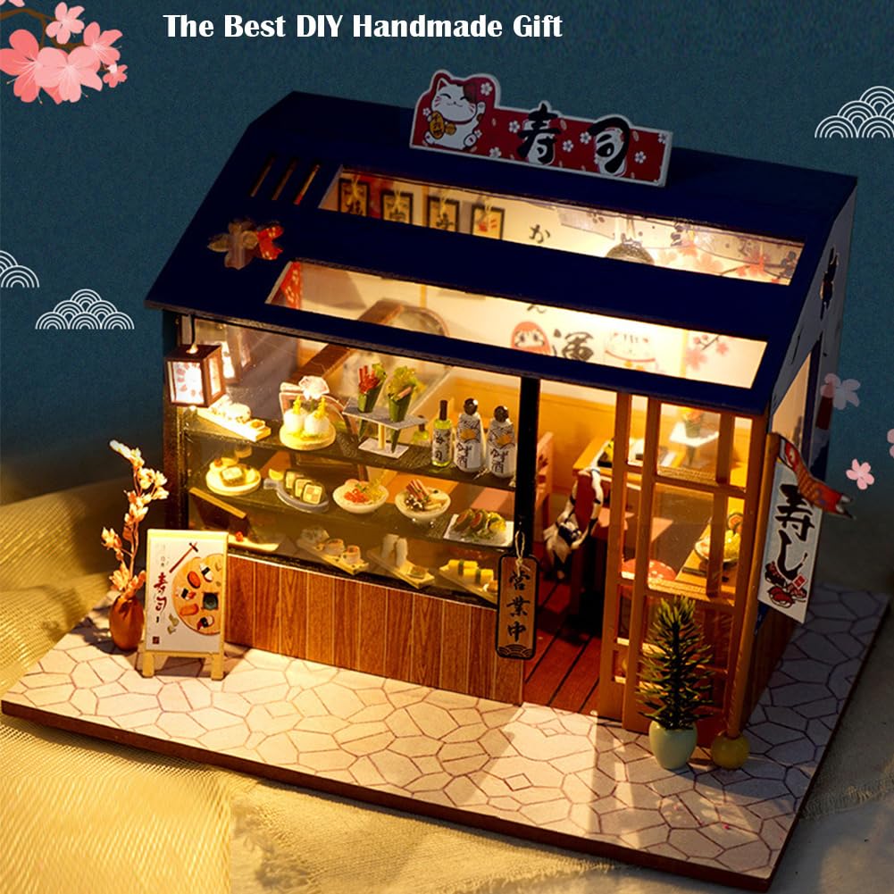 Kit Maison Miniature avec lumière LED, Maison de poupée de Style Japonais, Mini Maison de poupée, kit de Mini Maison