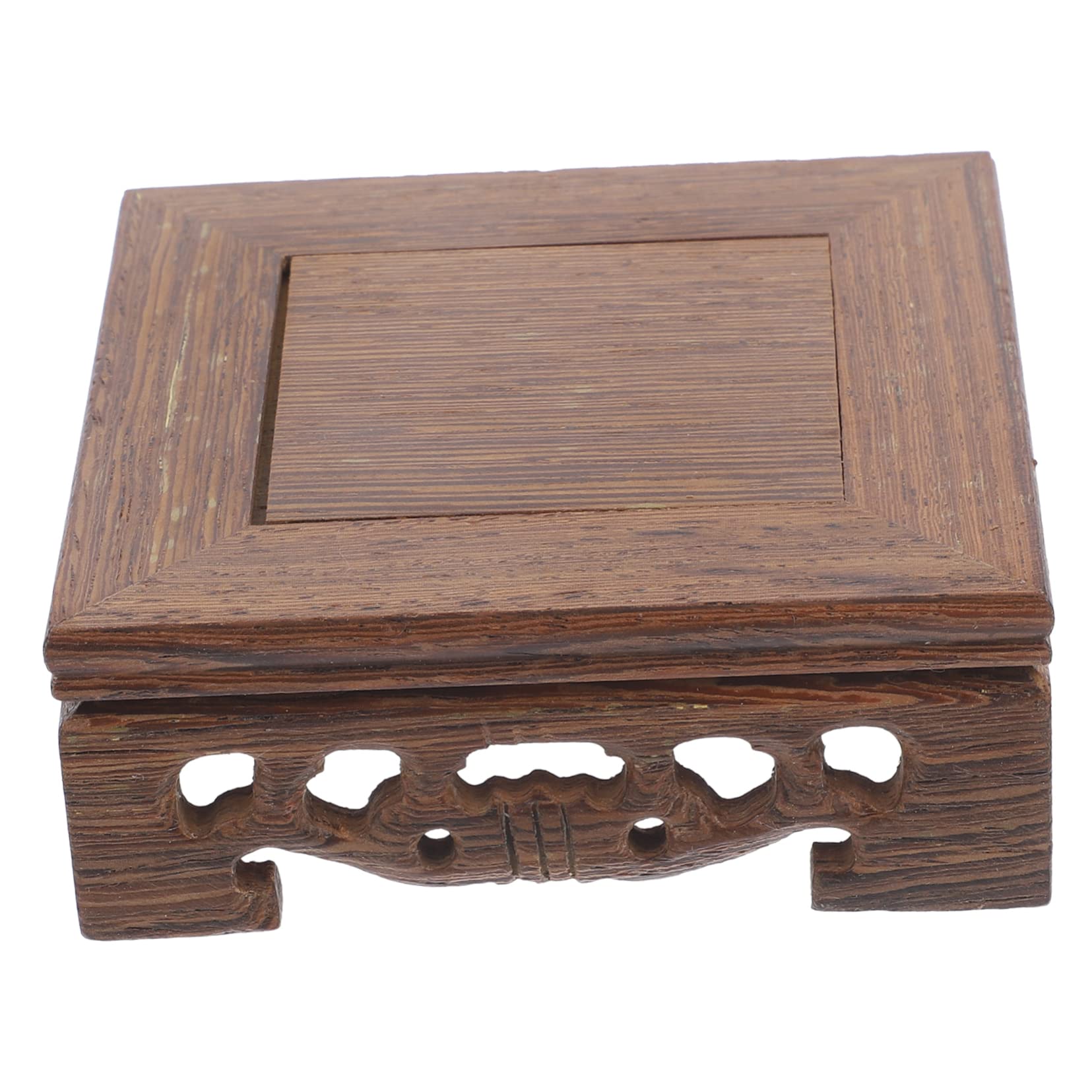 GANAZONO Carved Wood Lifting Base Crystals Spheres Holder Plant Holder Chinese Display Stand Flower Pot Stand Thai Wood Base Oriental Vase Stand Teapot Base Wooden Buddha Statue Vintage