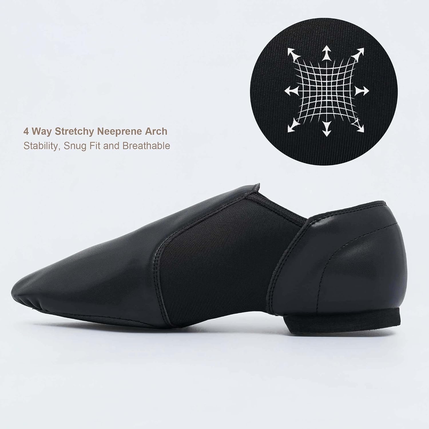 Daydance PU Leather Jazz Shoes for Boys, Girls, Kids Slip-on Dance Shoes