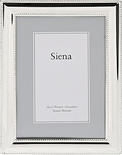 Siena Double Border Bead Silver Picture Frame, Tarnish Resistant Finish, Perfect Photo Frame for any End Table, Credenza, Shelf, or Nightstand, Silver 5x7