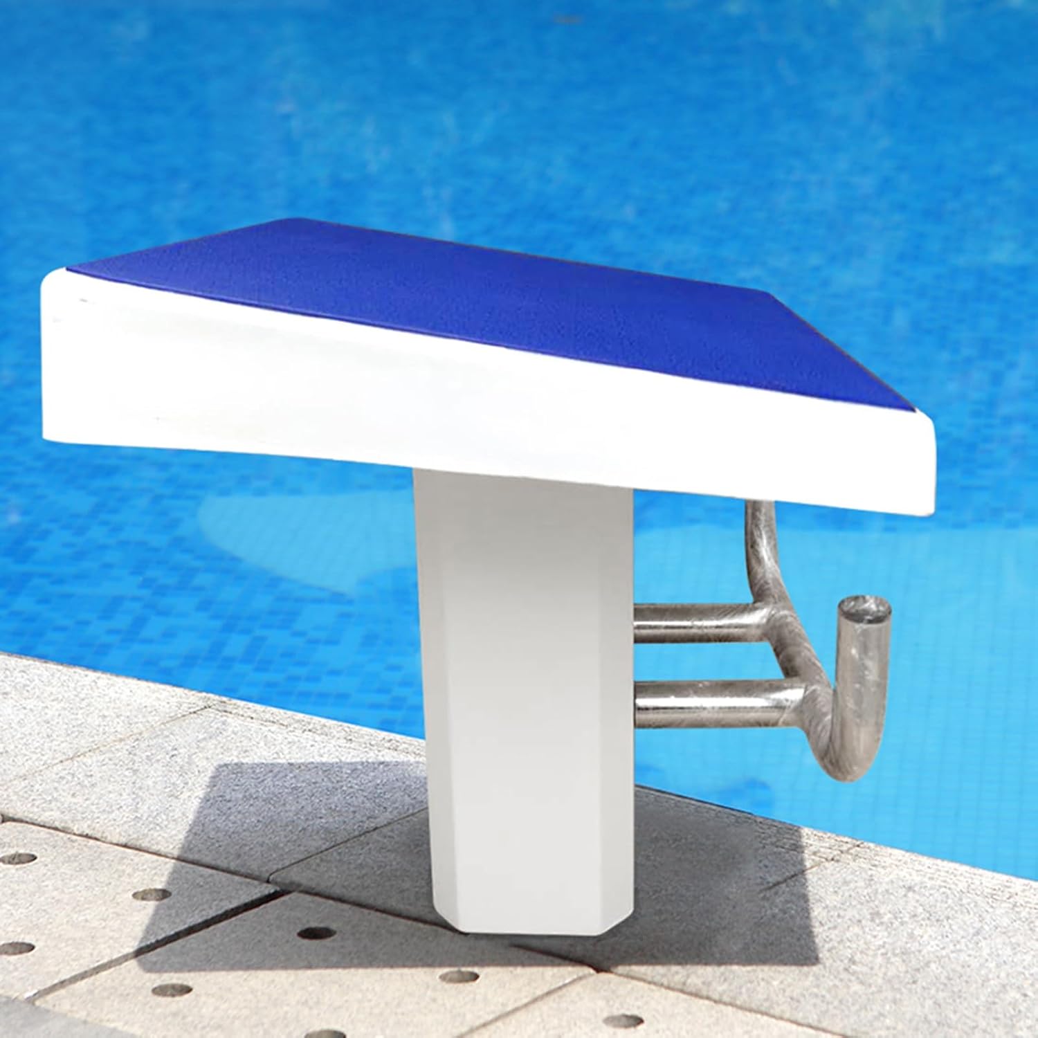Heavy Duty 304 Stainless Steel Pool Diving Board with Blue Anti-Slip Surface, Durable Diving Platform for Competitive Swimming and Training at Stadiums