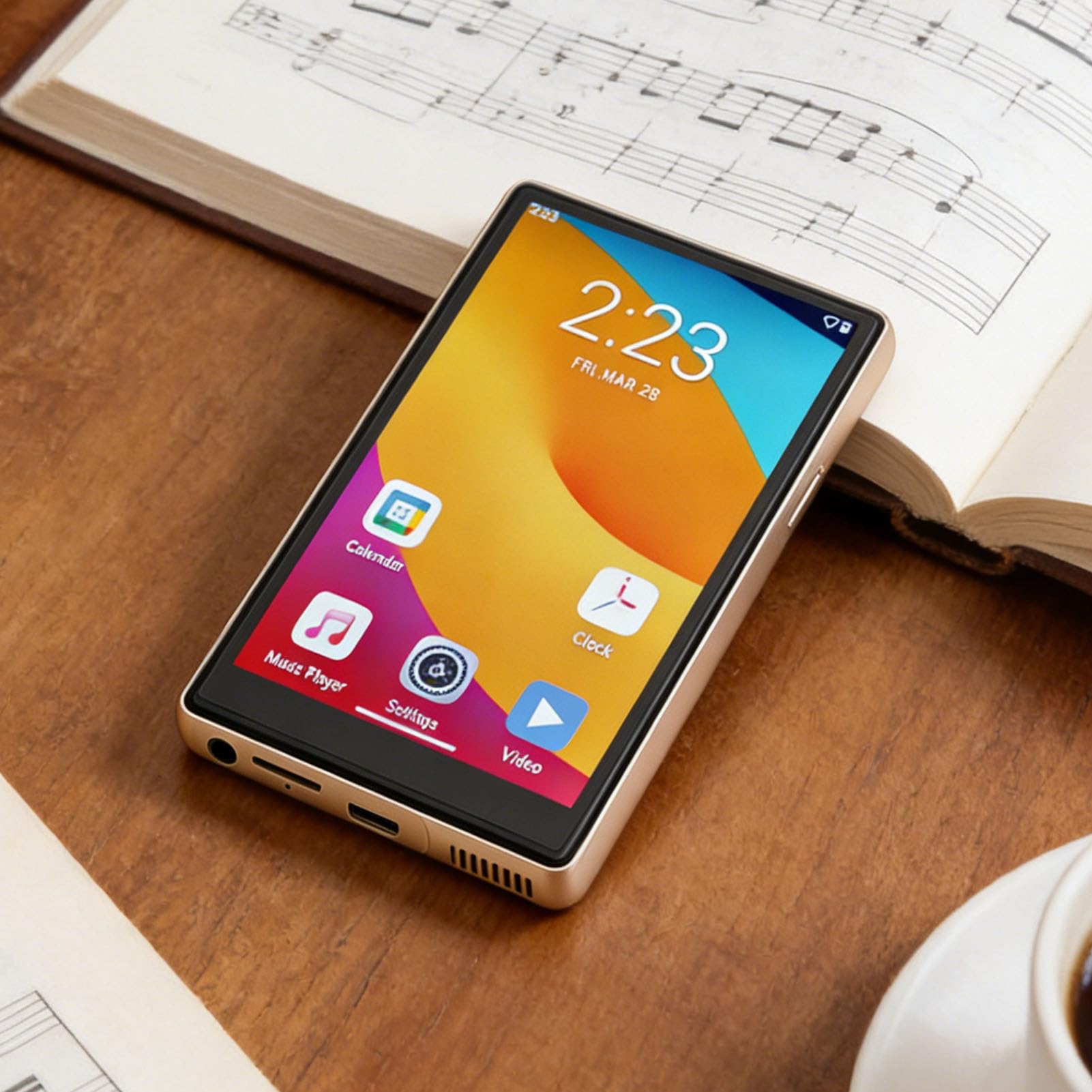 Fabater Lettore MP3 Bluetooth 5.0 con Touchscreen da 5,0", Lettore Musicale Digitale per Lavoro e Studio, 3 GB di RAM, WiFi Abilitato, 32 GB di Spazio di Archiviazione (GOLD)