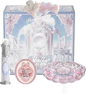 Flower Knows Tide & Twilight Treasures 5 Pack Makeup Gift Set,Lip Glaze*1+Blush*1+Eyeshadow*1+Hair Clip*1+Gift Box*1,Perfect Makeup Gift for Girls & Women