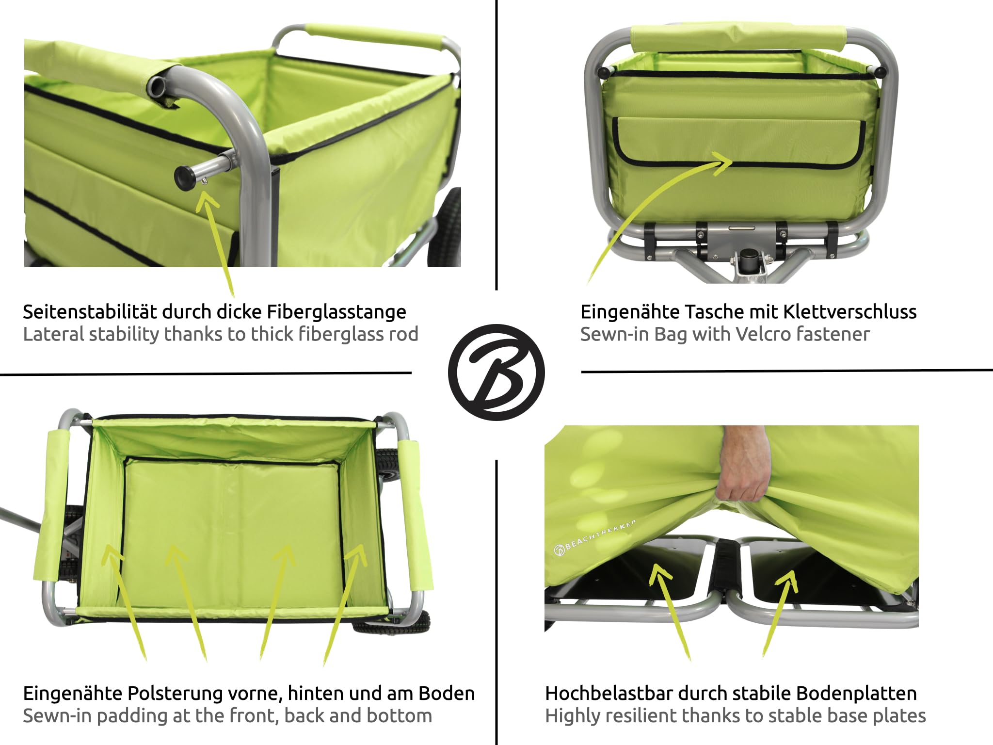 Chariot En Bois Beachtrekker Style – Rouge, Démontable, Pneus Rapides, Charge 100 Kg, Pour Plage Et Jardin