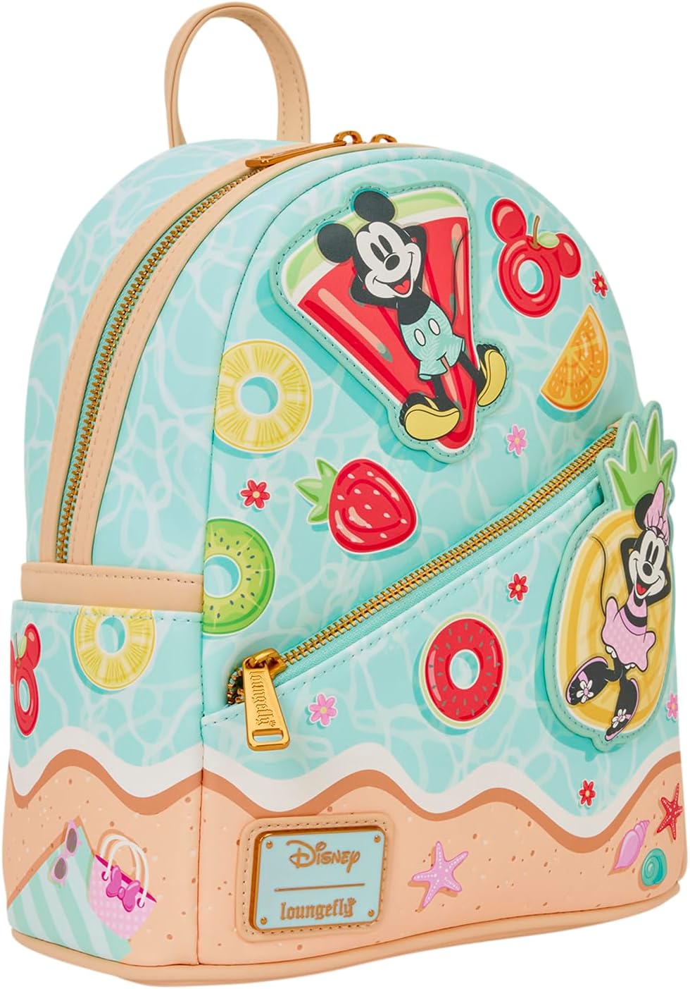 Loungefly Disney: Mickey and Minnie - Adjustable Shoulder Straps - Beach Fun Mini Backpack - Great for Kids & Adults - Collectible Bags