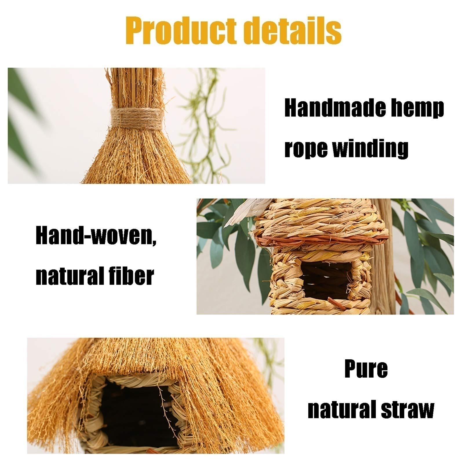 Nido de pájaro de Paja ecológico, Fuerte, cómodo y Transpirable, Utilizado para pájaros, Palomas, aviarios Canarios