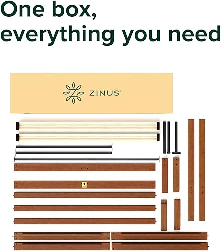 Miniatura 8 de Zinus Leah - Base de cama de plataforma de bambú con cabecero, no necesita somier, soporte de listones de madera, fácil de montar, tamaño matrimonial