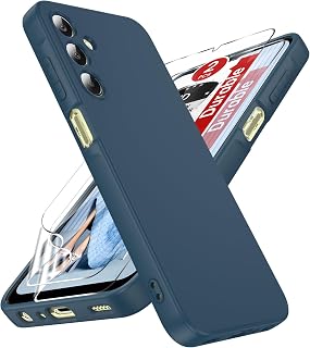 LeYi for Galaxy-A25-5G-Case: with 2 PCS Screen Protector, Slim & Anti-Scratch Samsung Galaxy A25 5G Phone Case, Liquid Silicone Shockproof Case for Samsung A25 5G, Blue