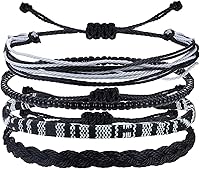 PINCHUAN Boho Surfer Ankle Bracelets for Women - 4PCS Handmade Waterproof Braided Adjustable String Anklets Beach Summer Set