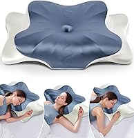 Vista 1 de DONAMA - Almohada cervical para cuello y hombro, almohada de espuma viscoelástica con contorno, almohada ergonómica para el cuello con funda