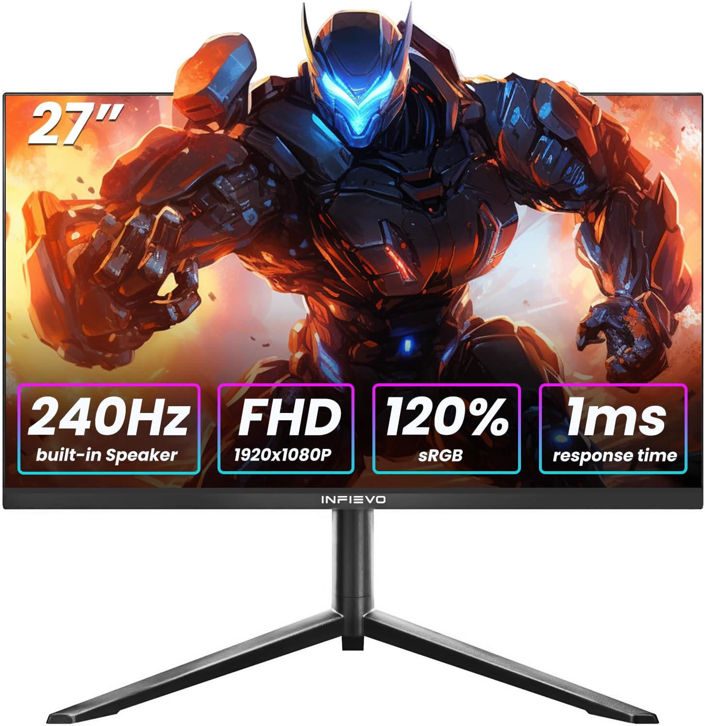 infievo 27 inch 240hz gaming monitor fhd 1080p ips 1ms, 120% srgb, amd freesync premium, ergonomic lift & pivot stand, built-in 2.1 speakers, hdmi/dp x2, gamer eye care, vesa mount (black)? 27 inch 1080p 240h