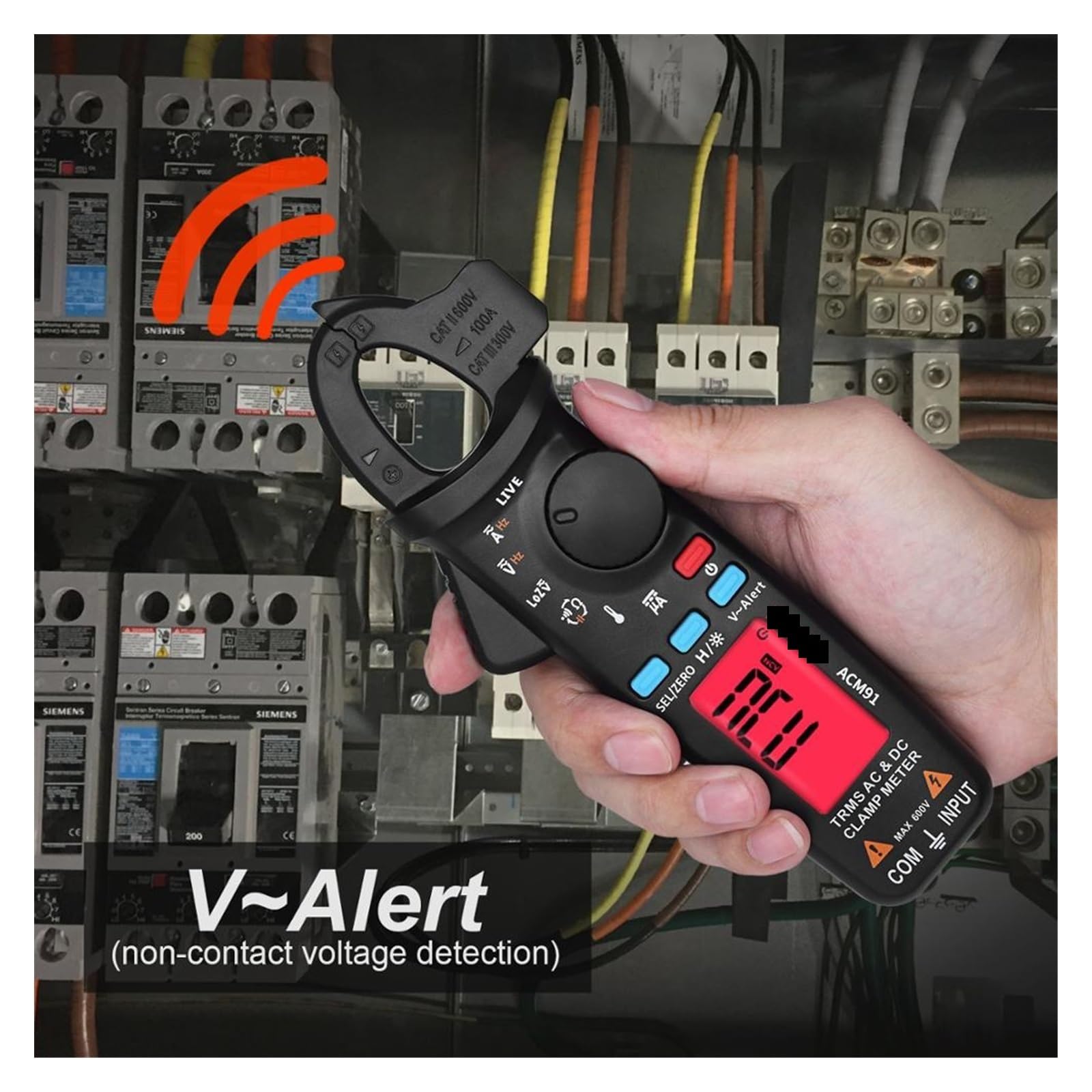 Pinza amperimétrica digital, Medidor De Pinza Digital Profesional, Amperímetro Precisión 1mA, Abrazadera DC AC 100A, Multímetro, Probador Voltaje Reparación Automática(ACM91Black and T1101)