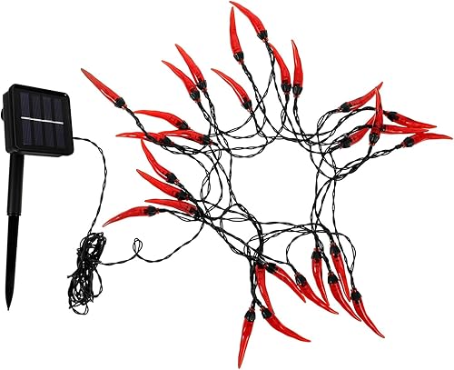 Miniatura 9 de Uonlytech 1 juego de luces de cadena de chile rojo decoración de pesebre para exterior Jalepeño pimienta chile hada luz de cocina luces decorativas