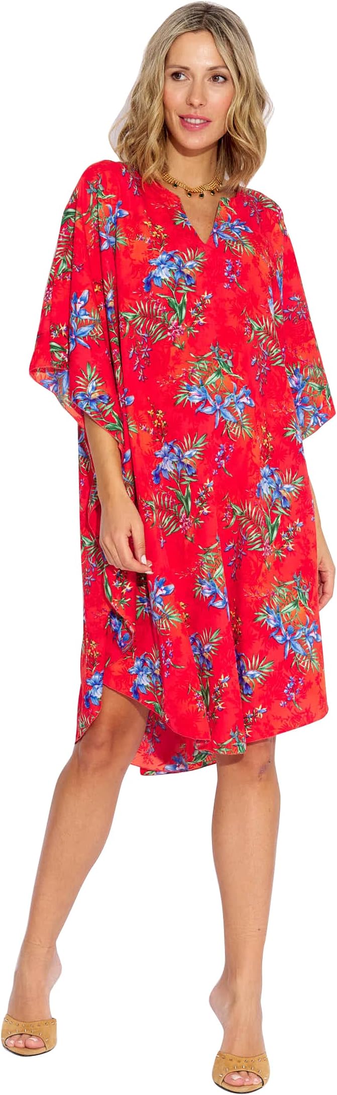 SUN-ROSE FASHIONSTropical Print Plus Size Women's Kaftan | Beach Cover up |One Size fits All