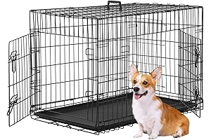 FDW Indoor Outdoor Dog Kennel (36 Inch) - Double Door Folding Metal...
