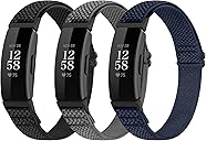 Adjustable Elastic Nylon Sport Bands Compatible with Fitbit Inspire 3/Inspire 2/Inspire/Inspire HR/Ace 2/Ace 3, Soft Loop Stretchy Straps Replacement Wristbands for Fitbit Inspire Women Men