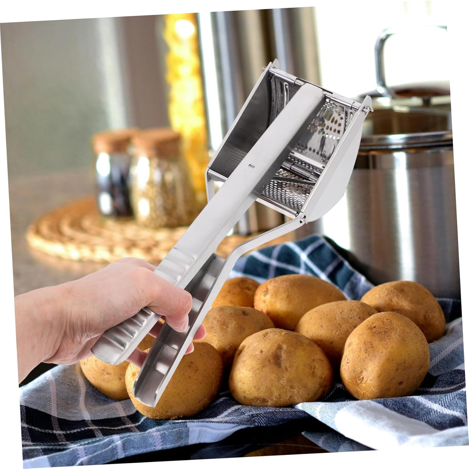 BESTYASH Potato Presser Ricer Garlic Avocado Masher Tool Stainless Steel Effortlessly Smooth Potatoes Saves Kitchen Effort