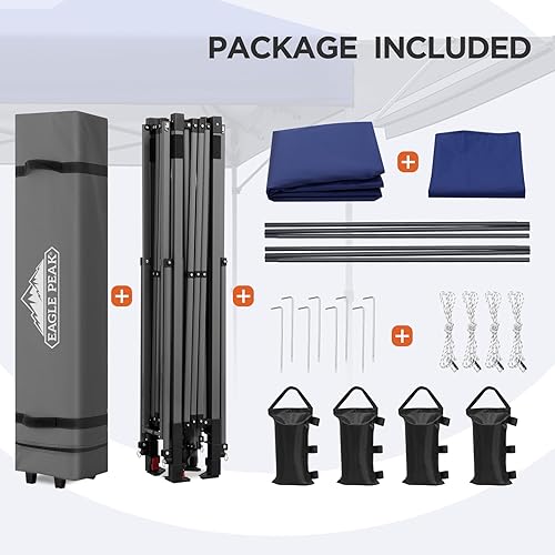Vista 37 de EAGLE PEAK Tienda de campaña desplegable de 17 x 10 pulgadas, refugio instantáneo para exteriores con media toldo ajustable doble