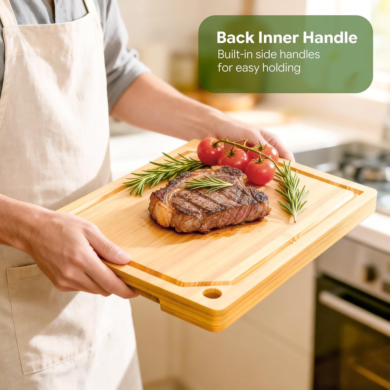 Simple Trending Bamboo Cutting Boards for Kitchen,15"x10", Natural