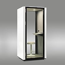 GEARONIC Solo Office Sound Pod, Pod Booth, cabina a prueba de sonido certificada UL para oficina, escritorio y taburete con rodillo m&oacute;vil incluido, luz LED, ventiladores centr&iacute;fugos y puertos USB de CA - Blanco