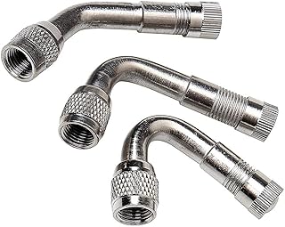 GO-UPP 3PCS 45 Degree 90 Degree 135 Degree Angled Metal Chrome Car Air Tire Tyre Wheel Valve Stem Extension Extenders Adapter Universal for Car Motorcycle Bike Truck RV's Scooter