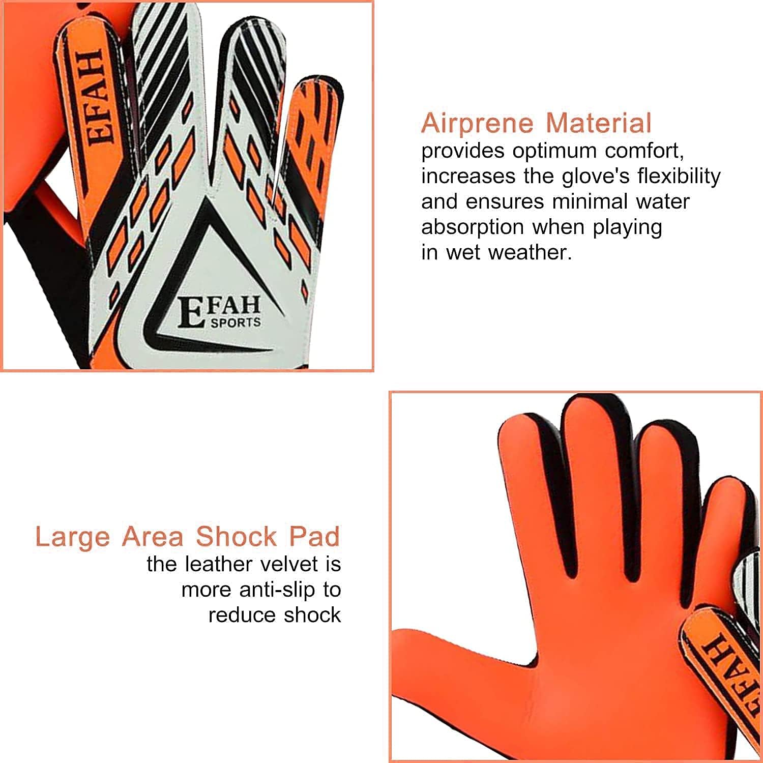 EFAH SPORTS Soccer Goalie Goalkeeper Gloves for Kids Boys Children Football Gloves with Strong Grips Palms : Sports & Outdoors