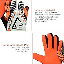 EFAH SPORTS Soccer Goalie Goalkeeper Gloves for Kids Boys Children Football Gloves with Strong Grips
