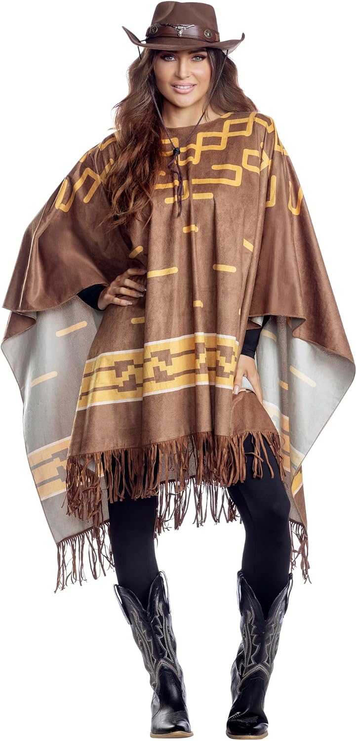 Dreamgirl Brown Unisex Cowboy Poncho – Western Costume Accessory