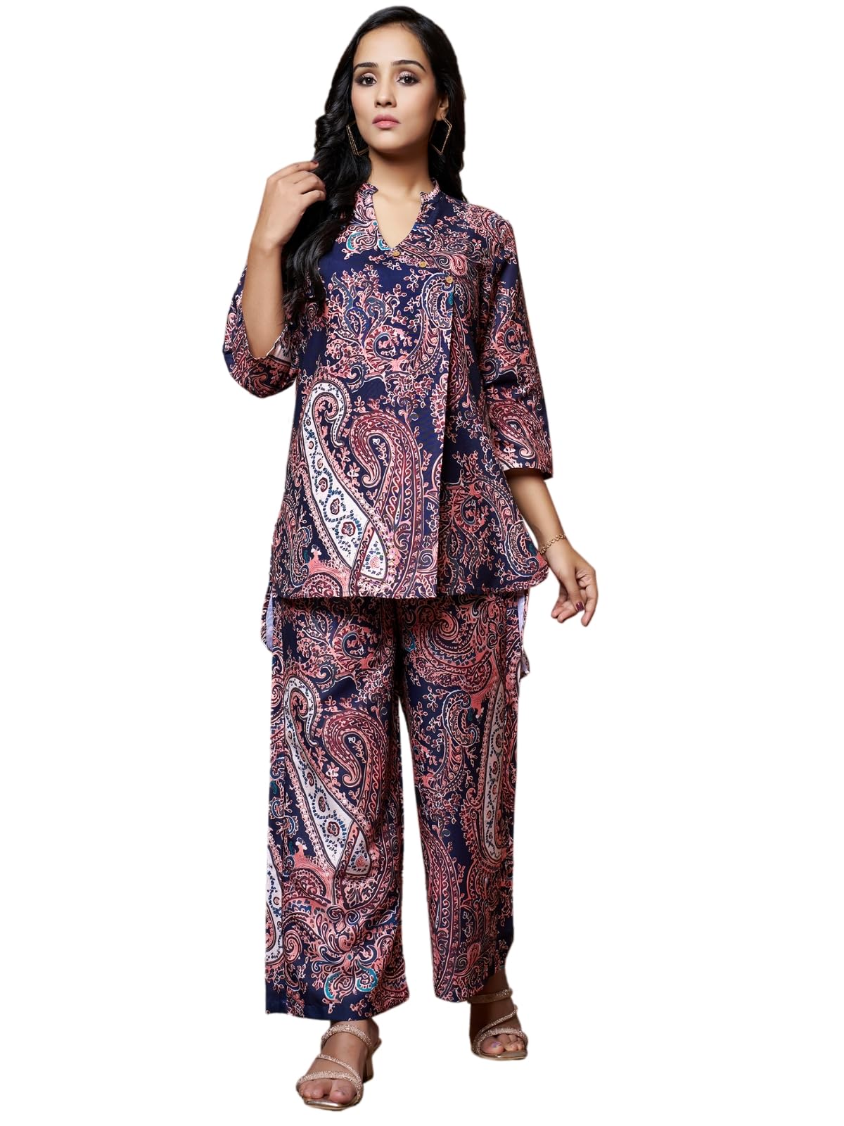 DHRUVI TRENDZ Womens Rayon Co-ord Set Regular Fit Casual (DT-W1852&TR909_Black_M)