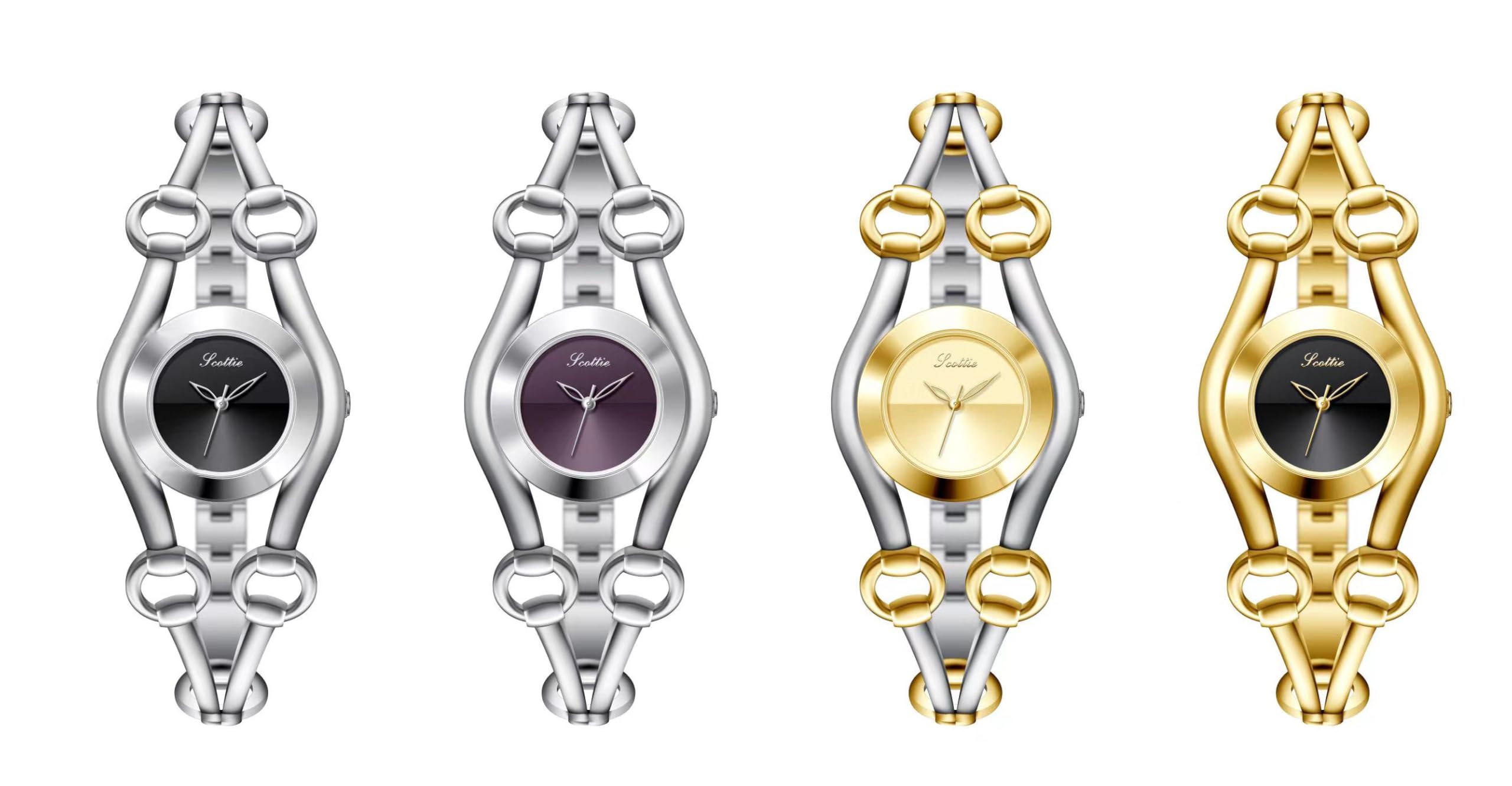 PASOY Reloj minimalista de lujo para mujer, pulsera de acero inoxidable, elegante diseño inspirado en joyas, impermeable, reloj de pulsera de moda para mujer, plateado, dorado