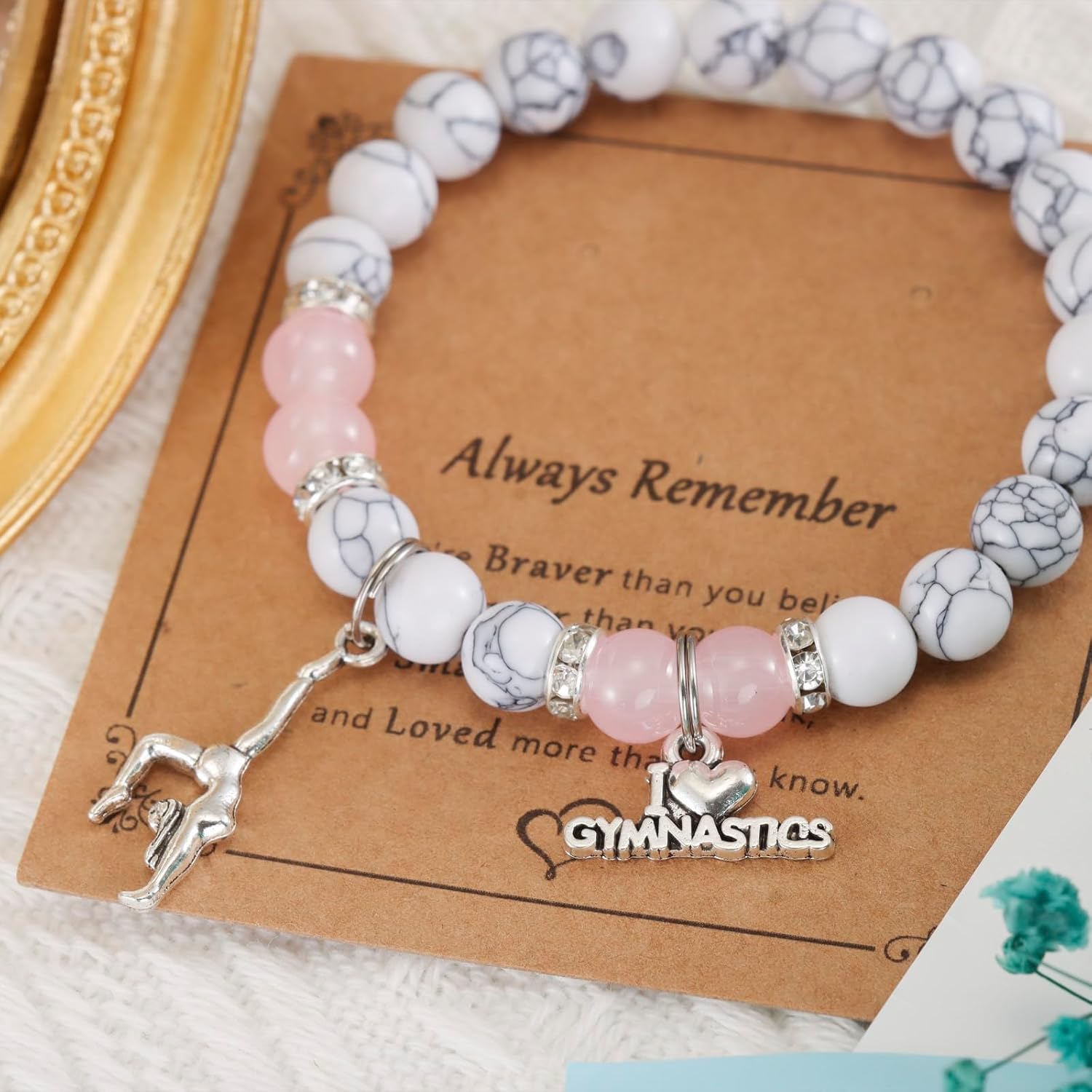 HUTIMY Gymnast Gifts for Women Female Cute Gymnastic Coach Jewelry Beads Gymnastics Bracelet - Image 5