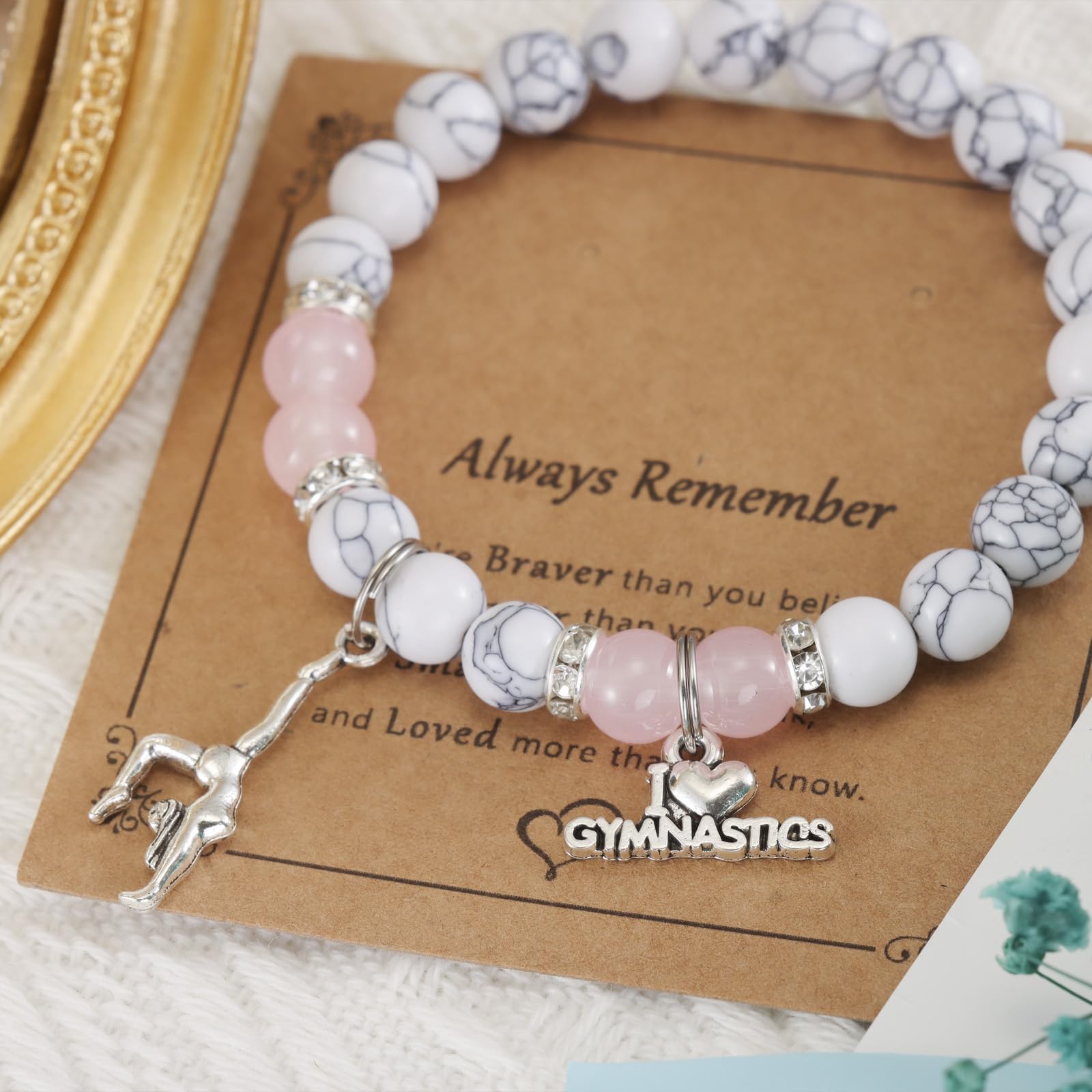 HUTIMY Gymnast Gifts for Women Female Cute Gymnastic Coach Jewelry Beads Gymnastics Bracelet