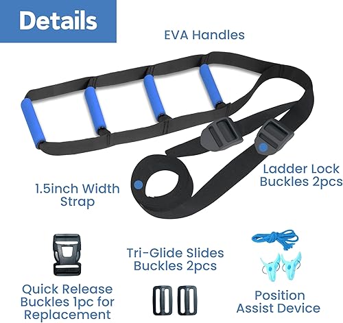 Miniatura 2 de Asistencia de escalera de cama para personas mayores, ayudante para sentarse de 160 pulgadas con 4 asas antideslizantes, dispositivo de asistencia