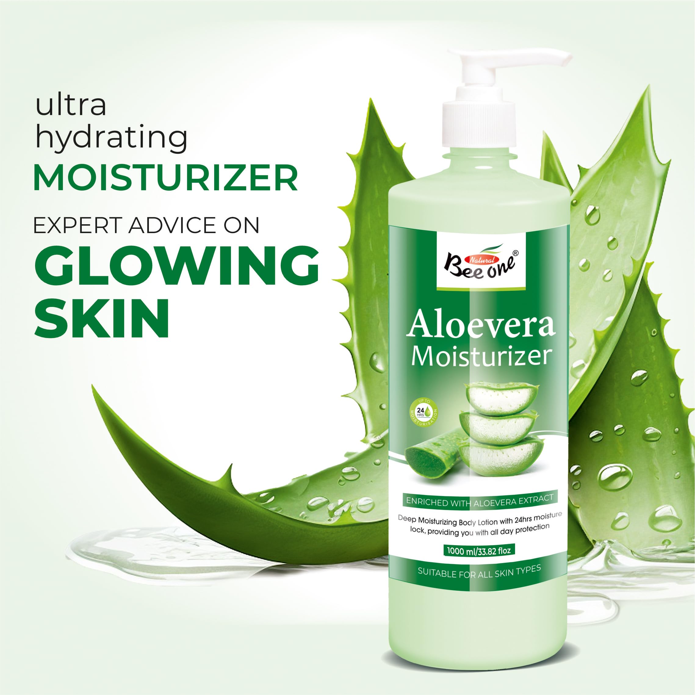 Bee One 24 Hr Aloevera Moisture Lock Body Lotion 1000ml | Hydrating Formula for Soft & Supple Skin, Long-Lasting Moisture & Nourishment | Suitable for all skin types 3