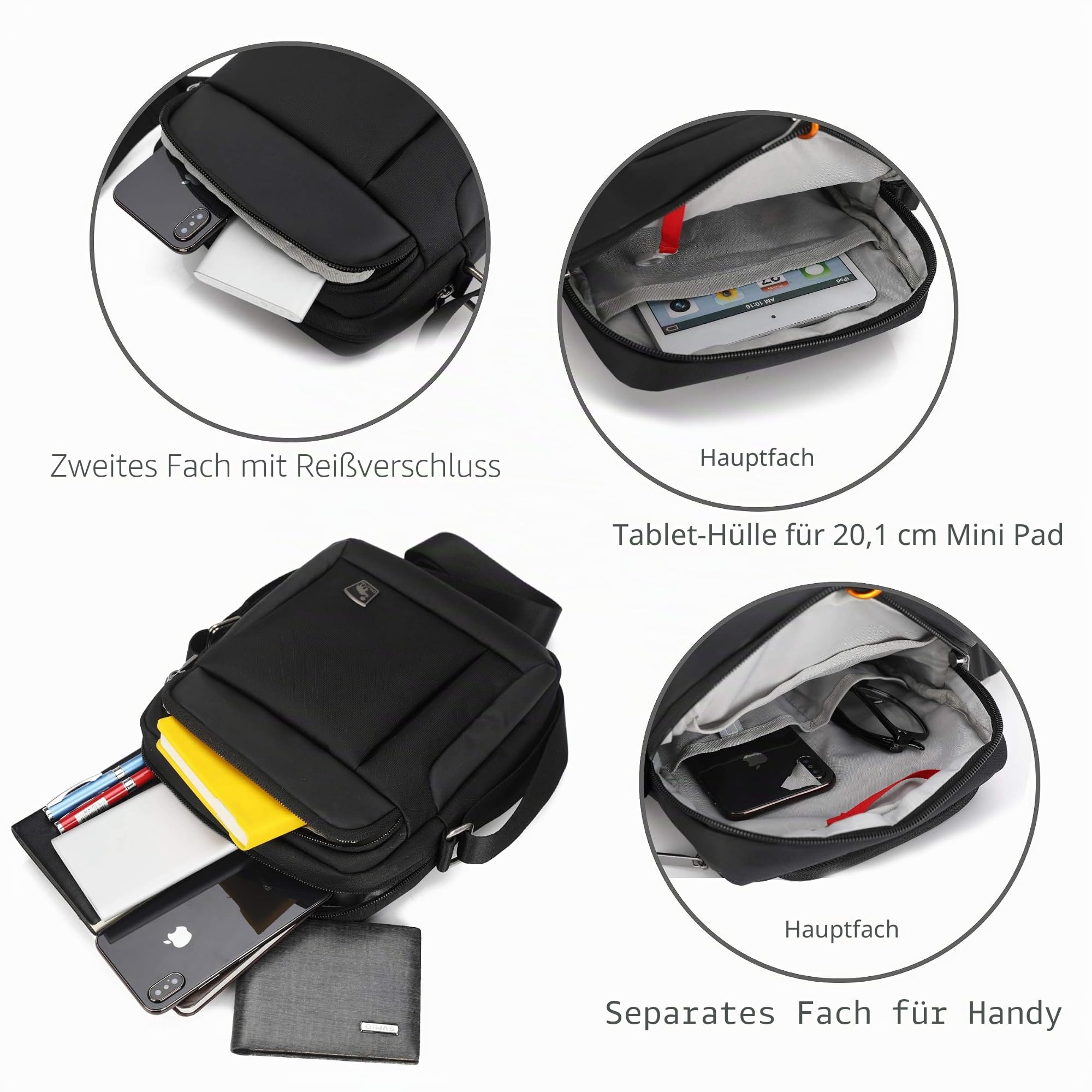 OIWAS Umhängetasche Herren Klein Männerhandtasche Schultertasche Handytasche zum Umhängen Herrentasche Tasche Männer Sportlich