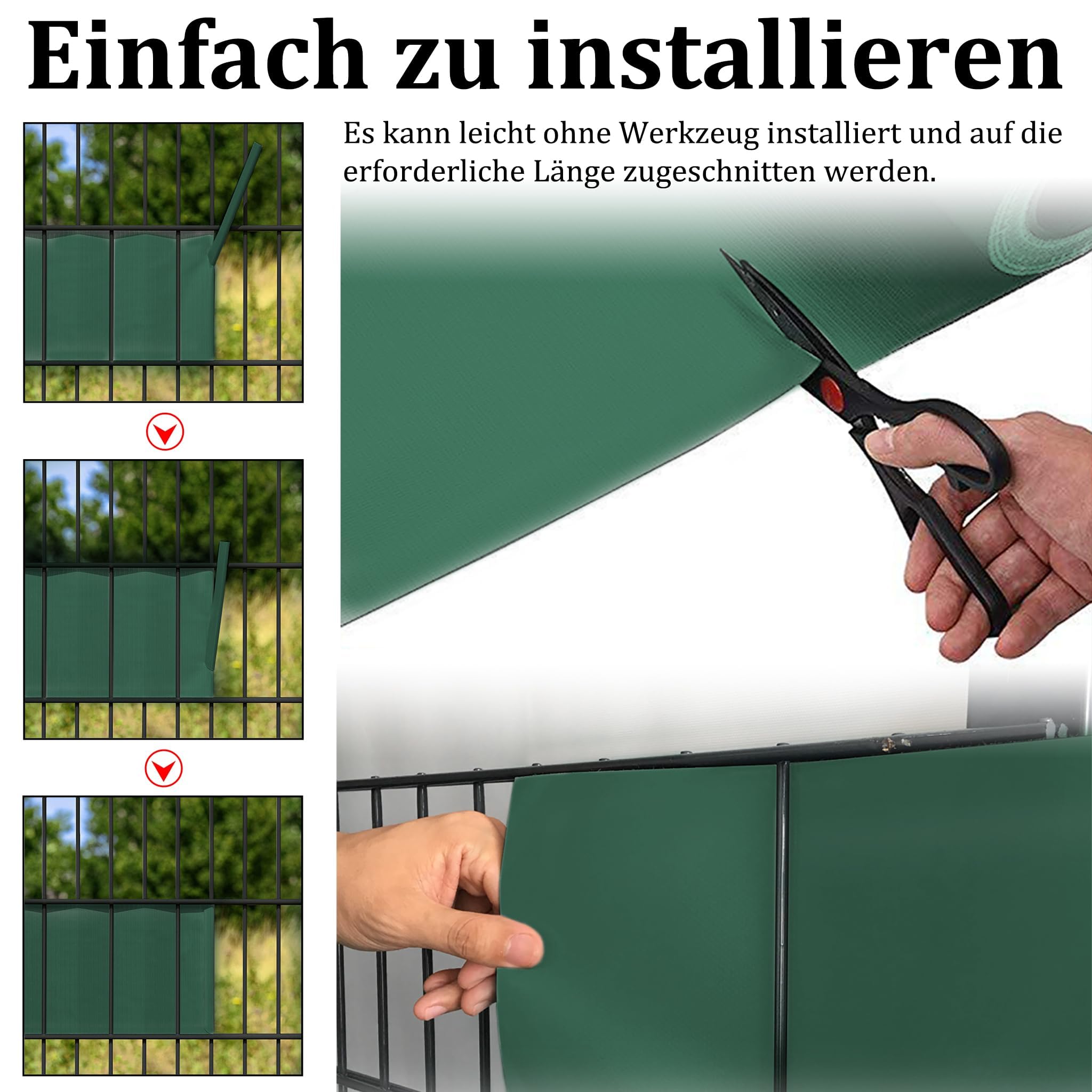 XMTECH Folia maskująca z PCW, pasy maskujące, w zestawie klipsy mocujące, ogrodzenie ogrodowe, ogrodzenie z podwójnymi prętami, 450 g/m², nieprzejrzysta ochrona przed wzrokiem – 65 m x 19 cm, zielona