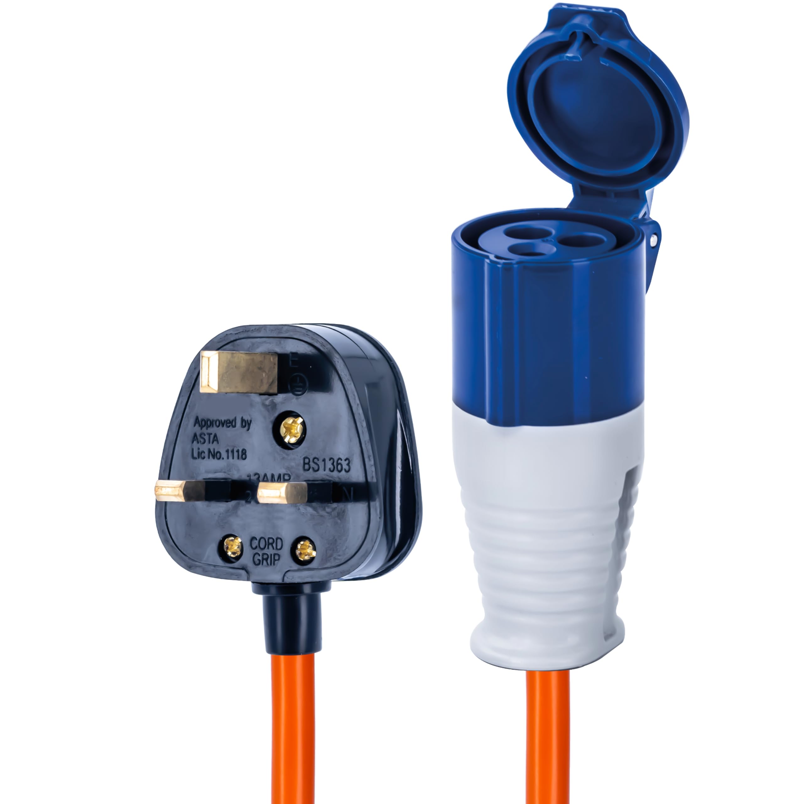 Status UK Plug to 16A Site Socket, 20cm, Adaptor Cable Perfect for Camping Caravan, Motorhome, Campervan, IP44, Weatherproof, 16ASTUKPLUG1PK10
