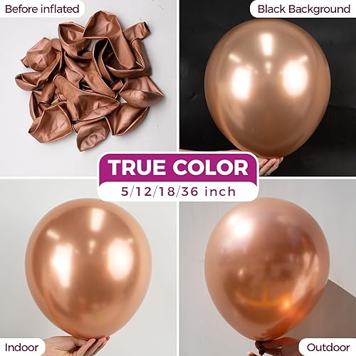 Miniatura 2 de Bezente Rose Gold Metallic Chrome Balloons, 100 Pack 12 inch Rose Gold Latex Round Helium Balloons for Wedding Anniversary Bridal Shower Birthday