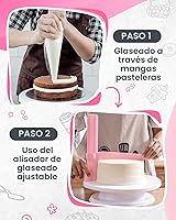 Vista 2 de RFAQK Kit de decoración de pasteles de 200 piezas con tocadiscos y nivelador, suministros para hornear, regalo incluye 110 + 1 bolsas de tubería, 55